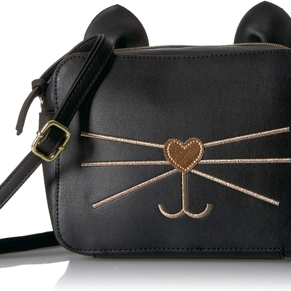 T-Shirt & Jeans Cat Crossbody with Metallic Face